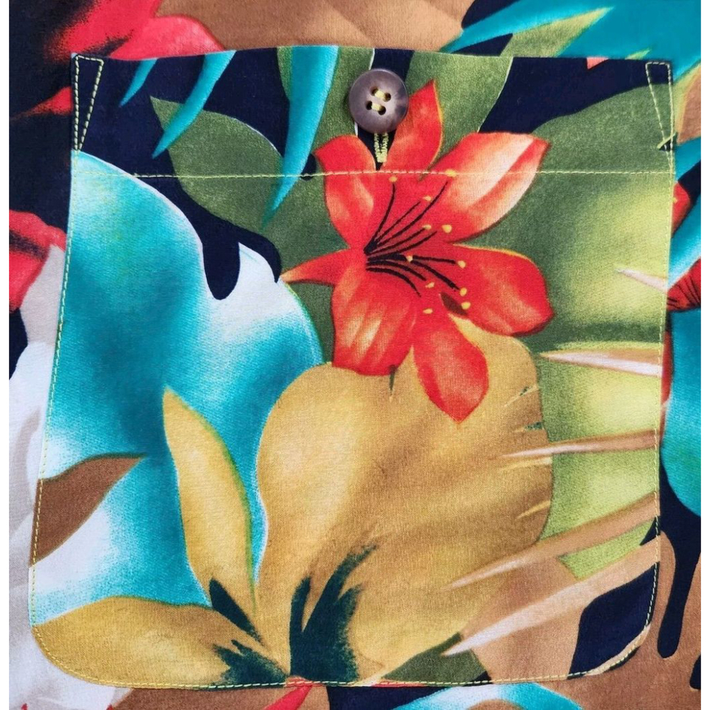 Liz Claiborne Collection 100% Silk Blouse Womens Size 10 Button Up Floral Pocket - Picture 4 of 6